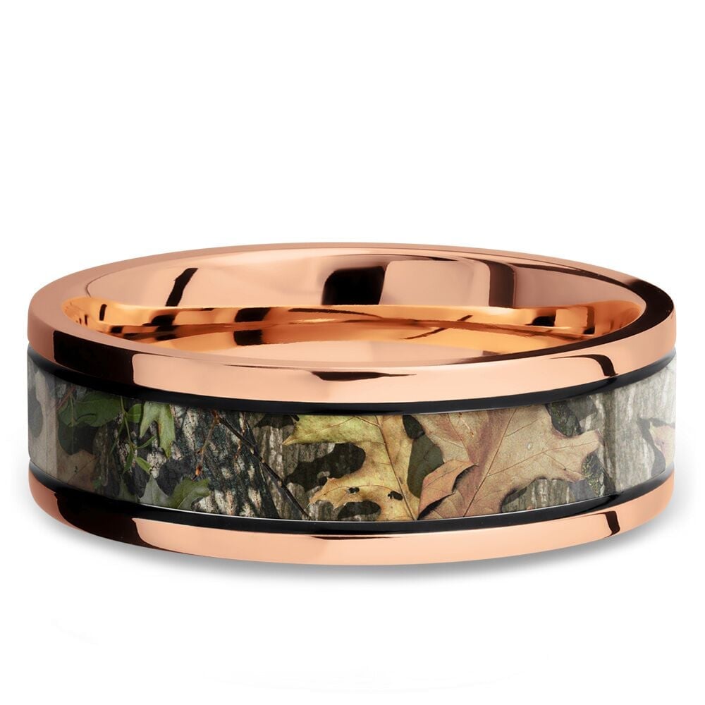 MossyOak Obsession Inlay Men's Wedding Ring in 14K Rose Gold (7.5mm) | 03