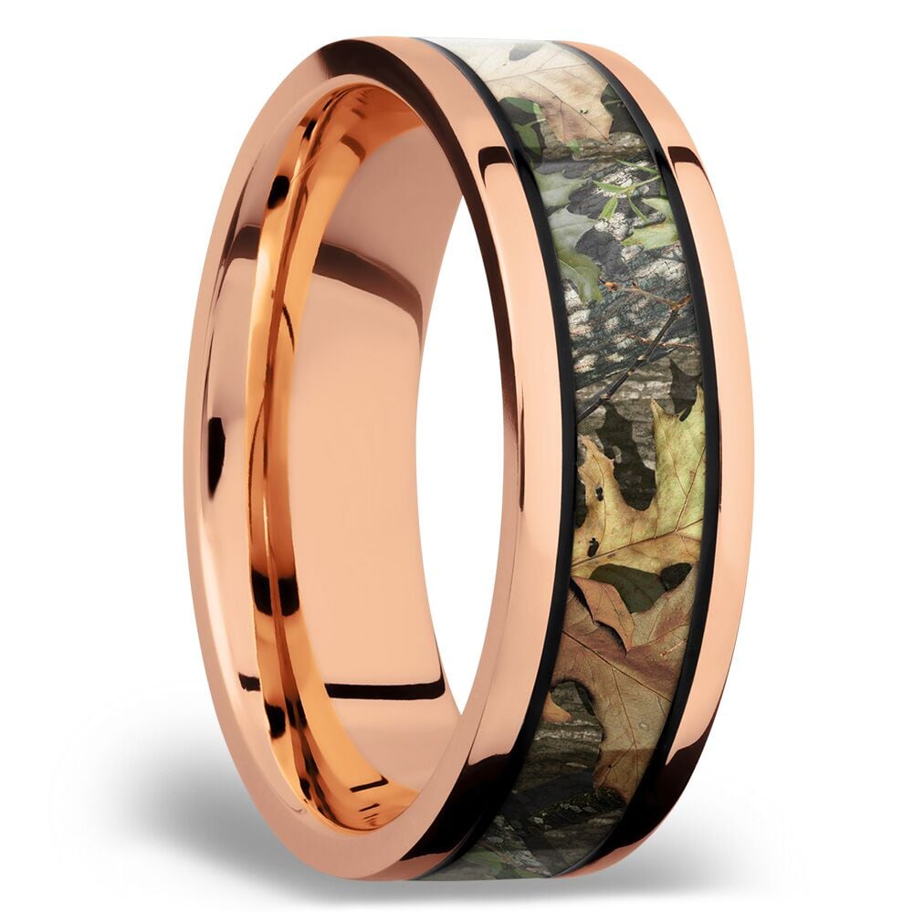 MossyOak Obsession Inlay Men's Wedding Ring in 14K Rose Gold (7.5mm) | 02
