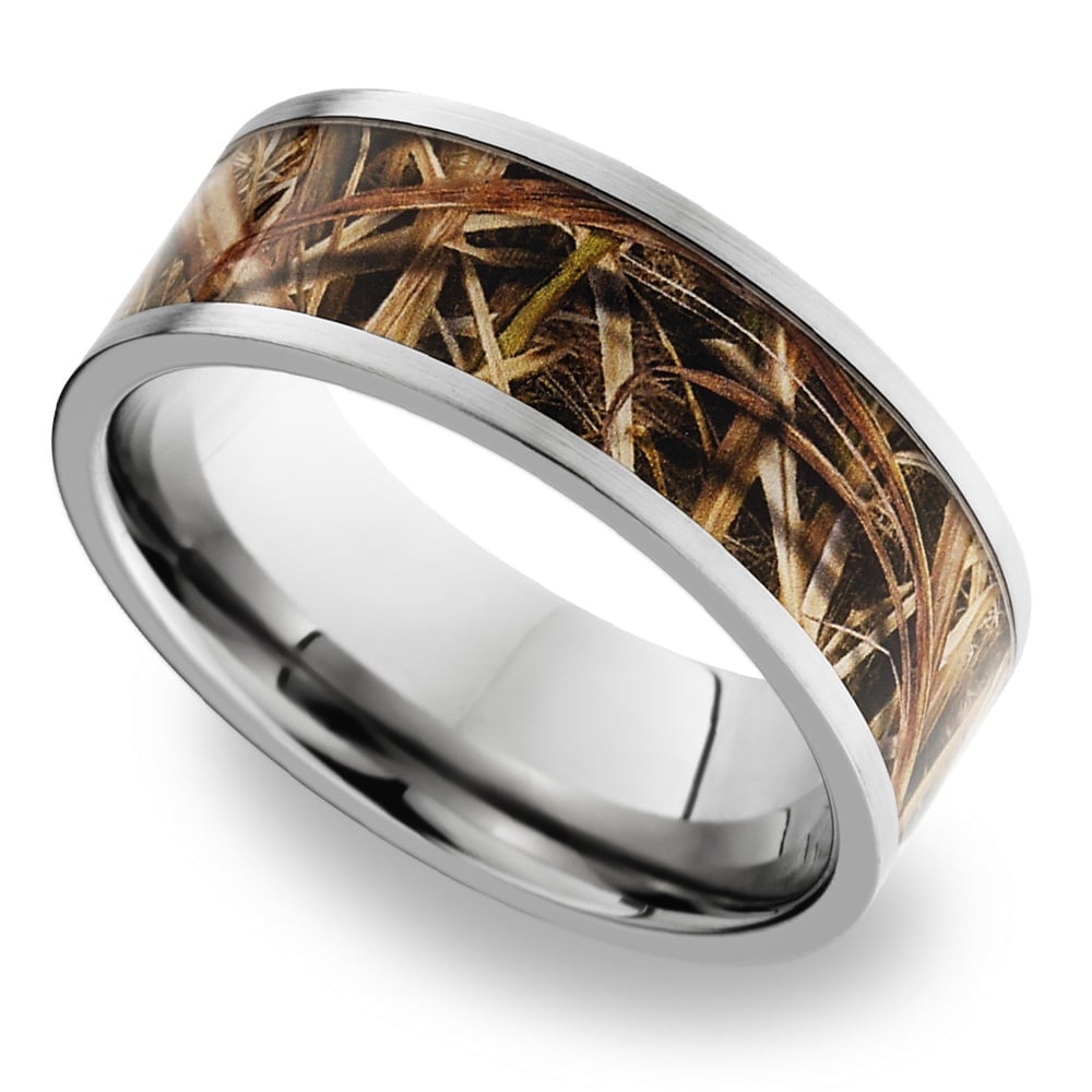 MossyOak SG Blades Inlay Men's Wedding Ring in Titanium (8mm) | 01