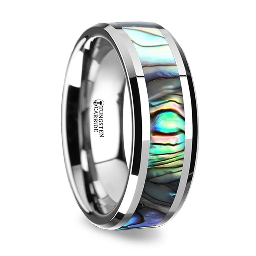 Mother of Pearl Inlay Men's Wedding Ring in Tungsten | 02