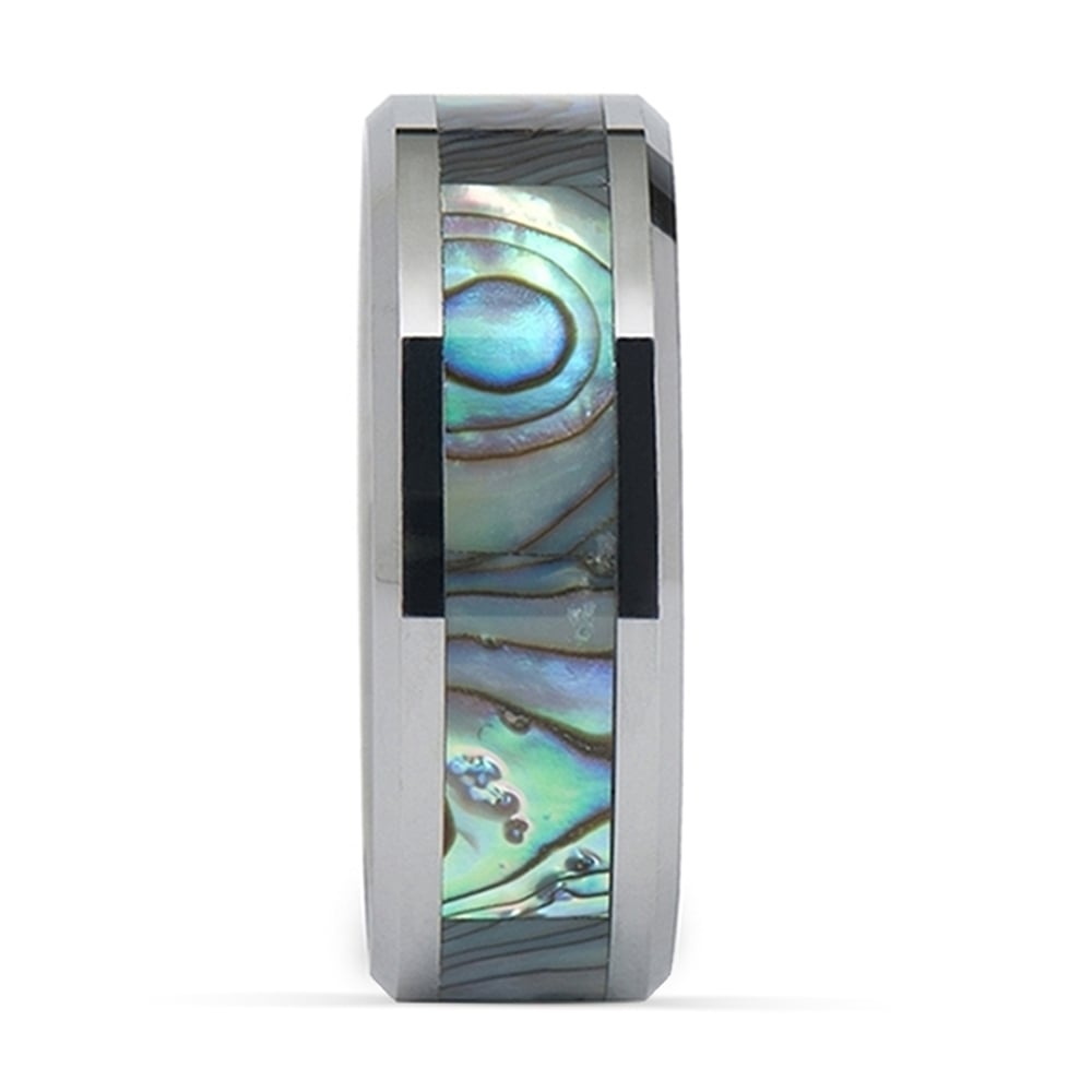 Mother of Pearl Inlay Men's Wedding Ring in Tungsten | 03