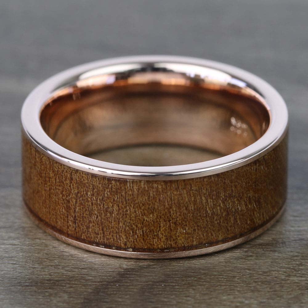 Rose Gold And Wood Male Wedding Band - The Naturalist | 03