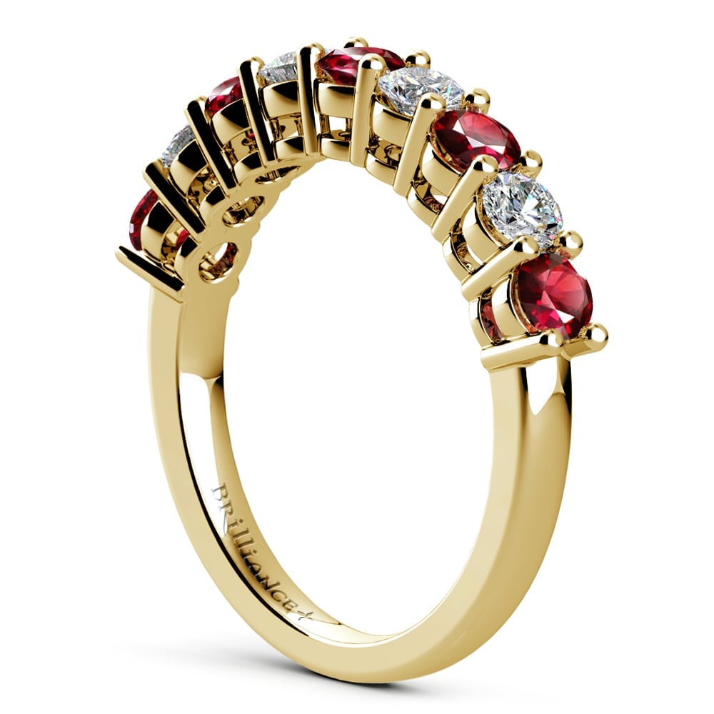 Nine Stone Gold Diamond And Ruby Ring | 04