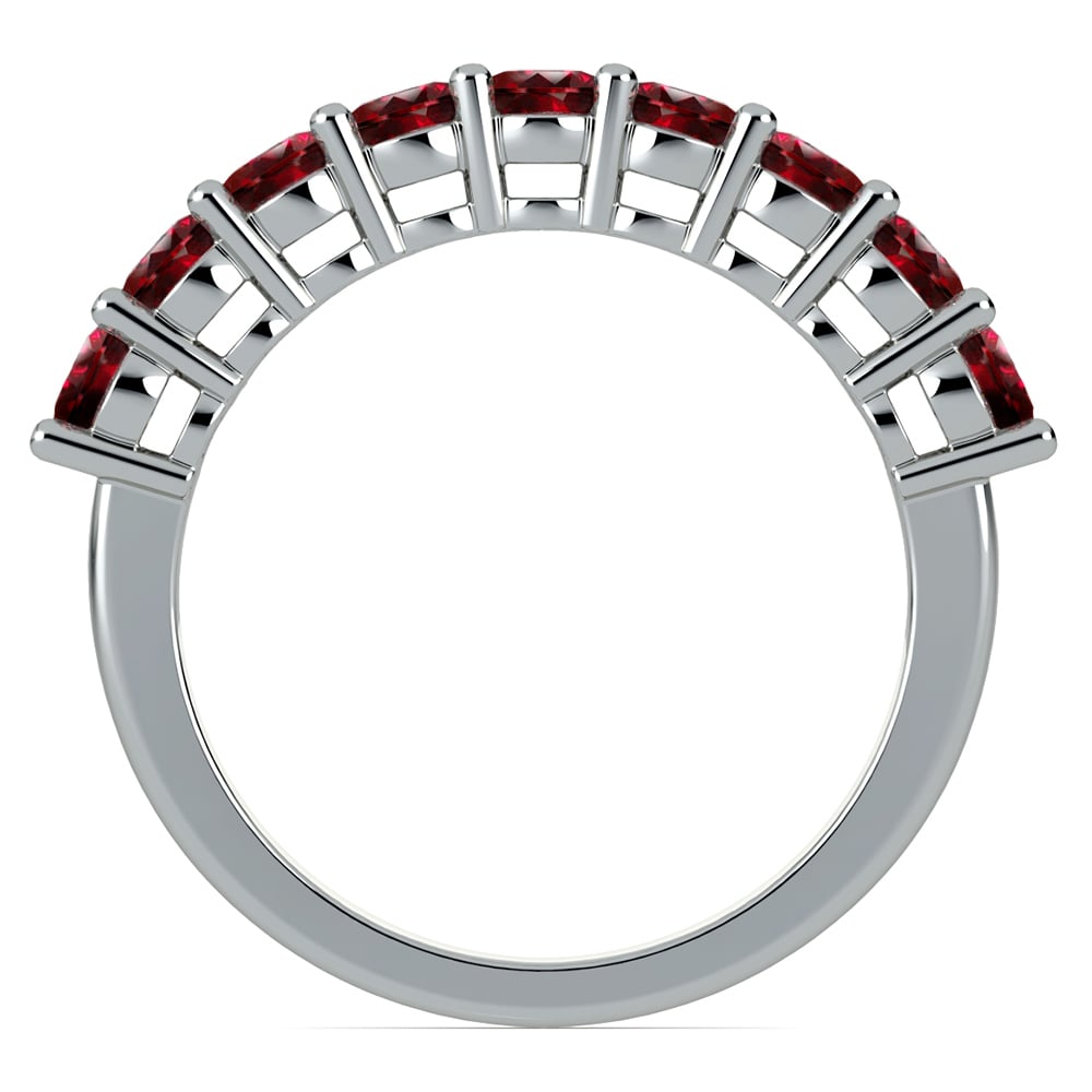 Nine Ruby Stone Ring In White Gold | 03