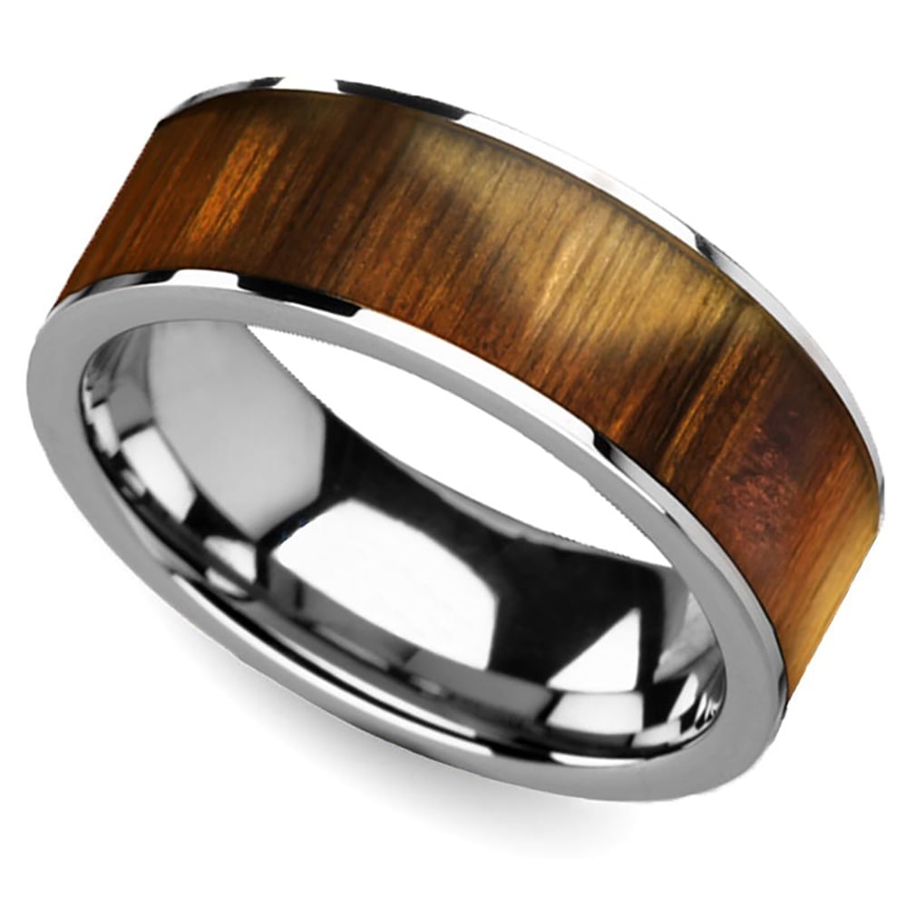 The Grecian - Tungsten Mens Band with Olive Wood Inlay (8mm) | 01