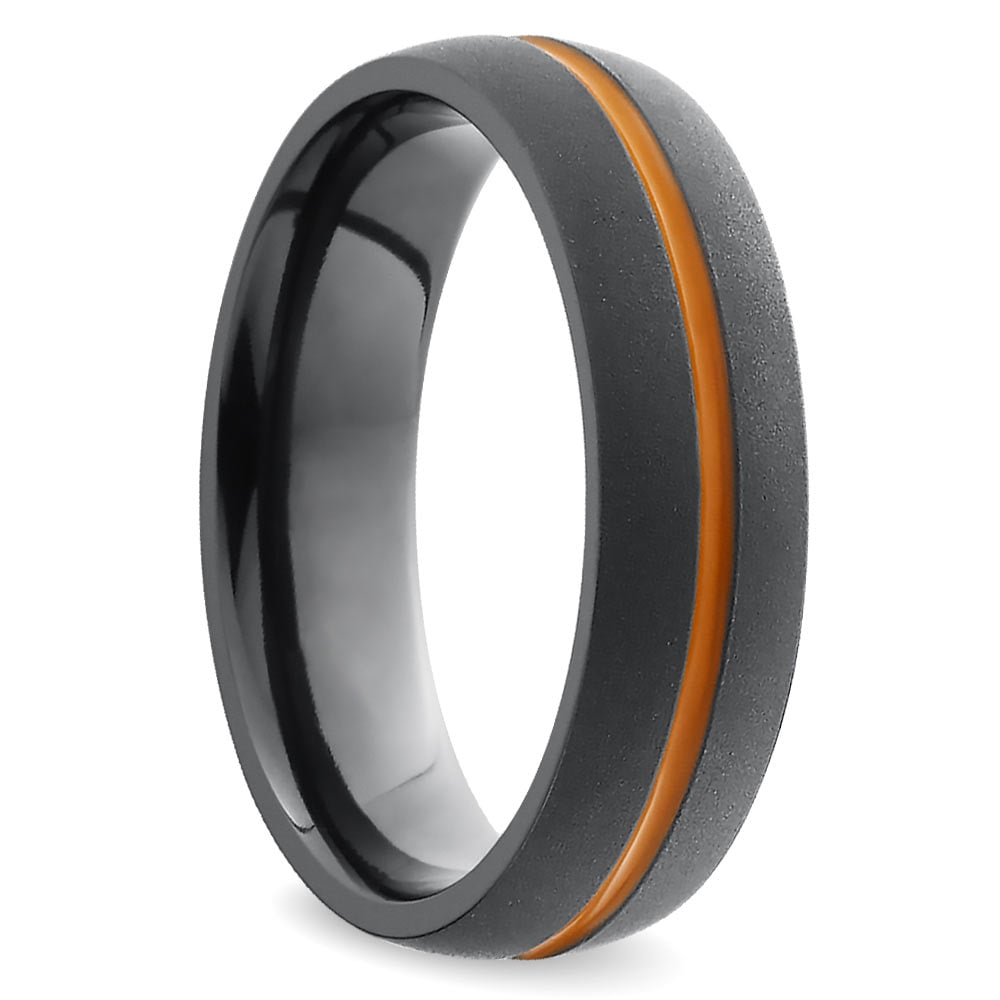 Orange Wedding Ring For Men In Zirconium | 02