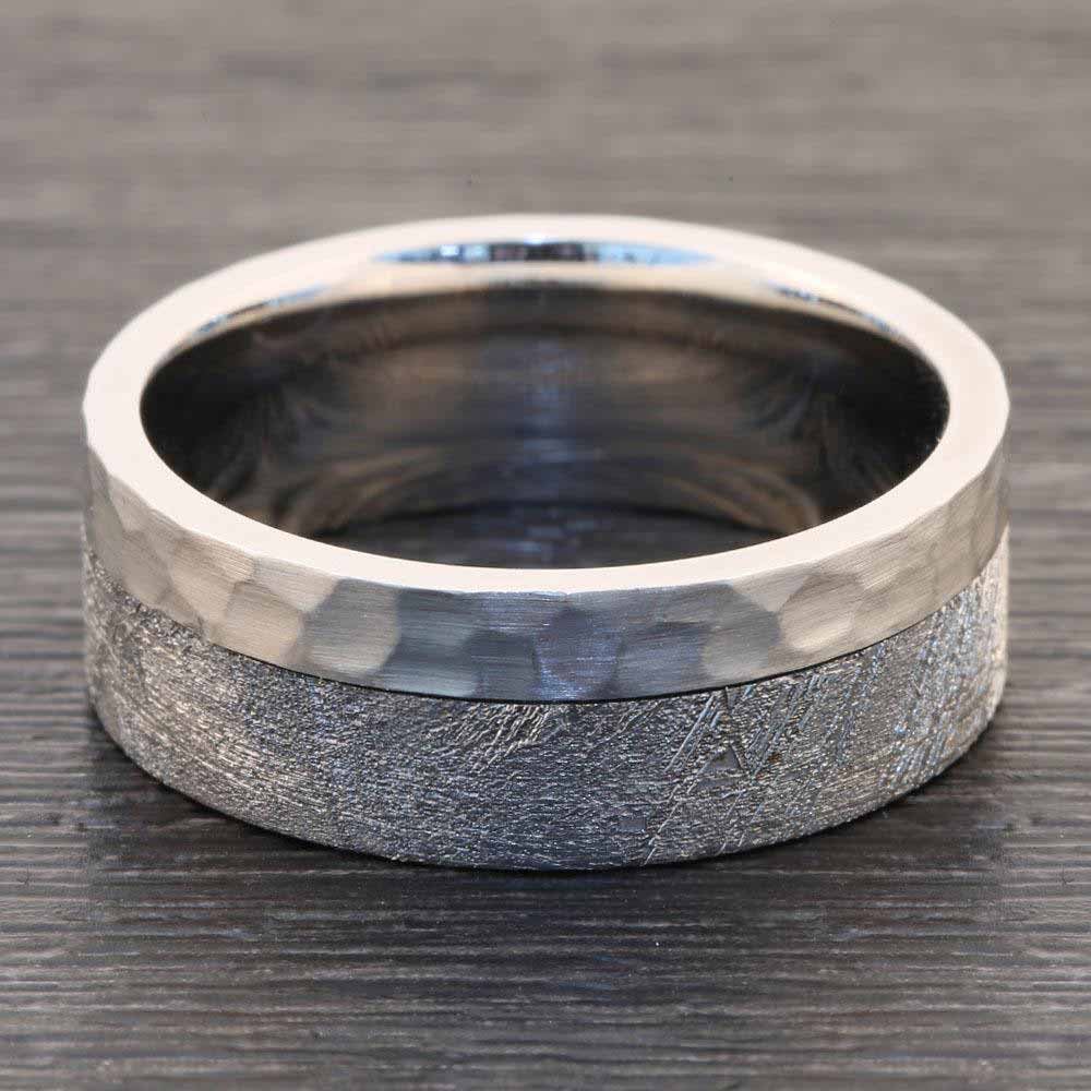 Orbiter - Hammered Cobalt Mens Meteorite Ring (8mm) | 03