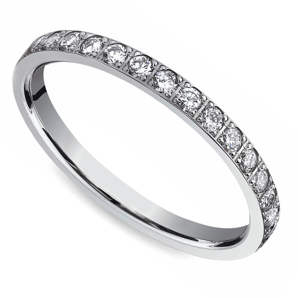 Pave Diamond Eternity Ring in White Gold (3/4 ctw) | 01