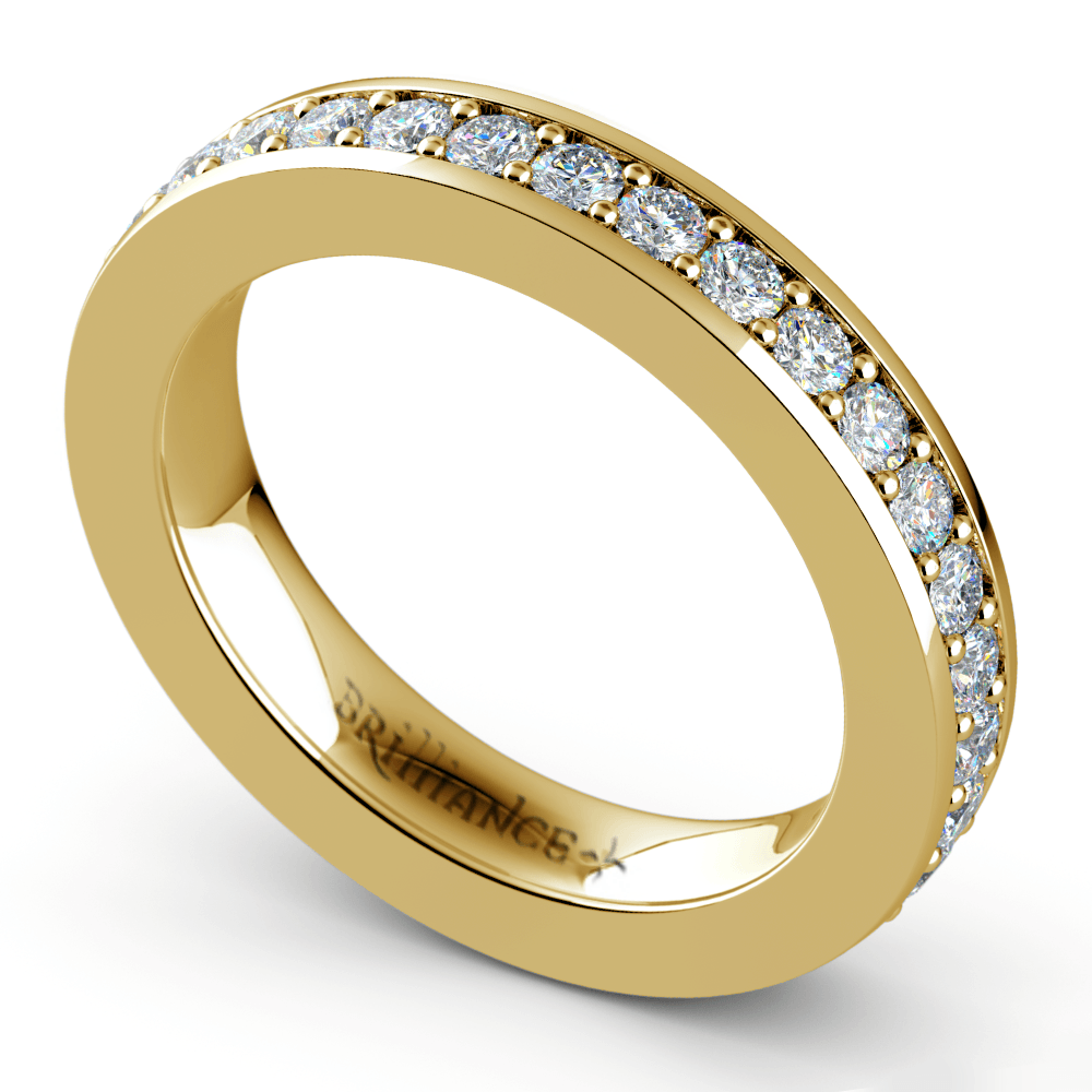 Scintillating 1 Ctw Yellow Gold Pave Diamond Eternity Ring | Thumbnail 01