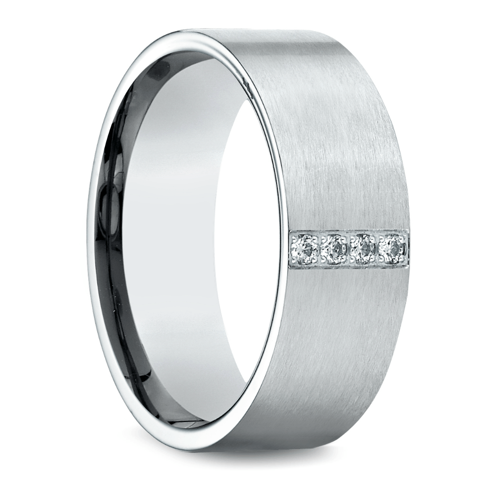 Pave Men's Wedding Ring in White Gold (8mm) | Thumbnail 02