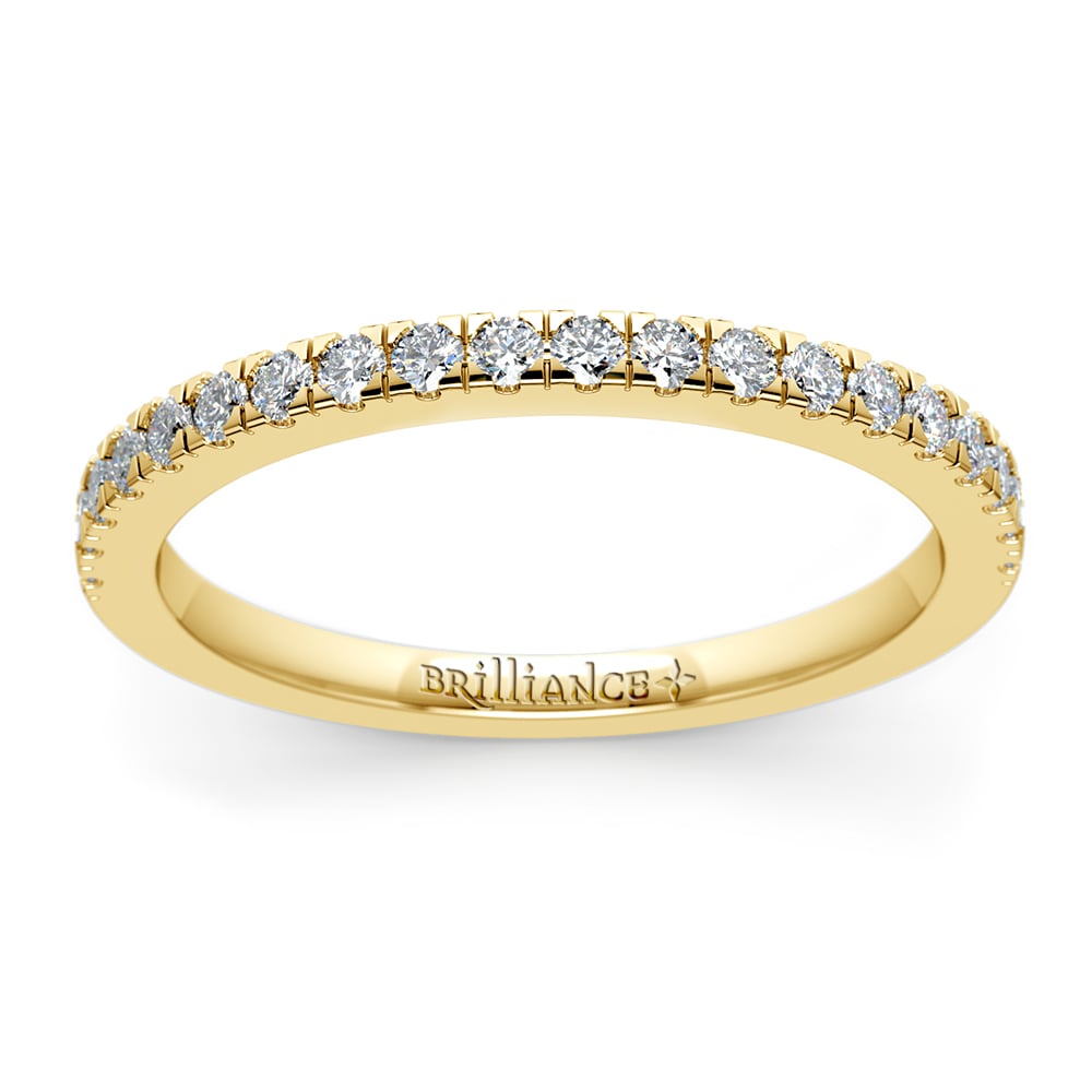 Petite Pave Diamond Wedding Ring In Yellow Gold (1/4 Ctw) | 02
