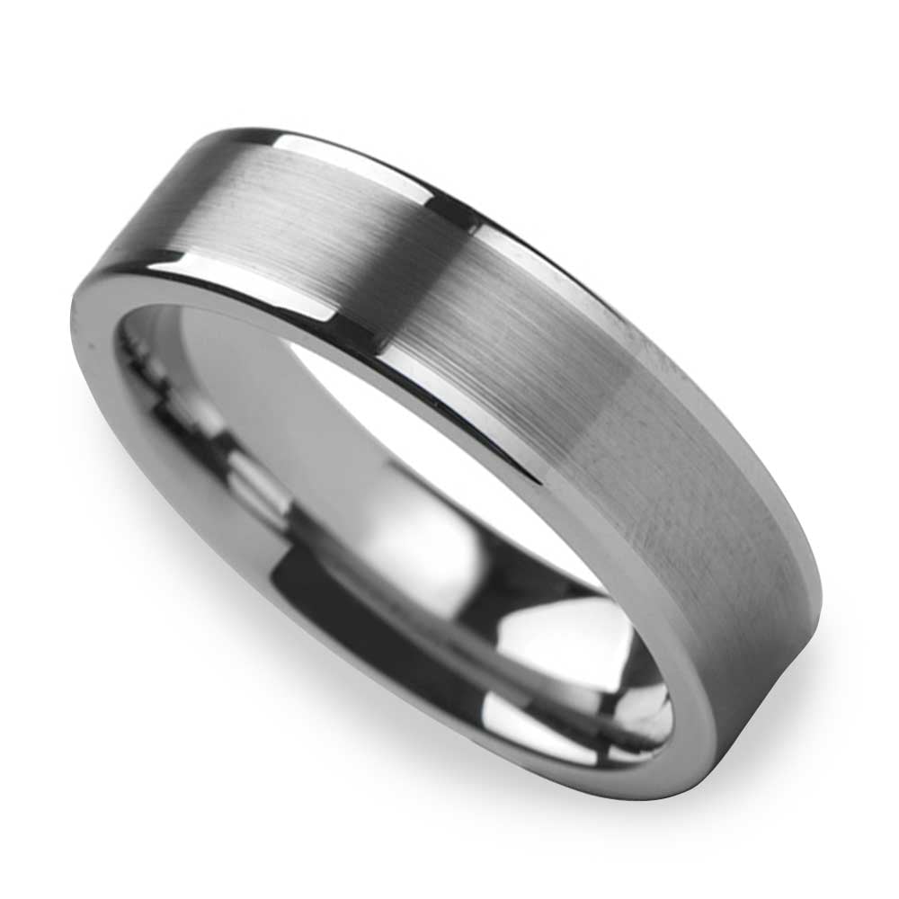 6mm Mens Wedding Band In Brushed Tungsten | 01