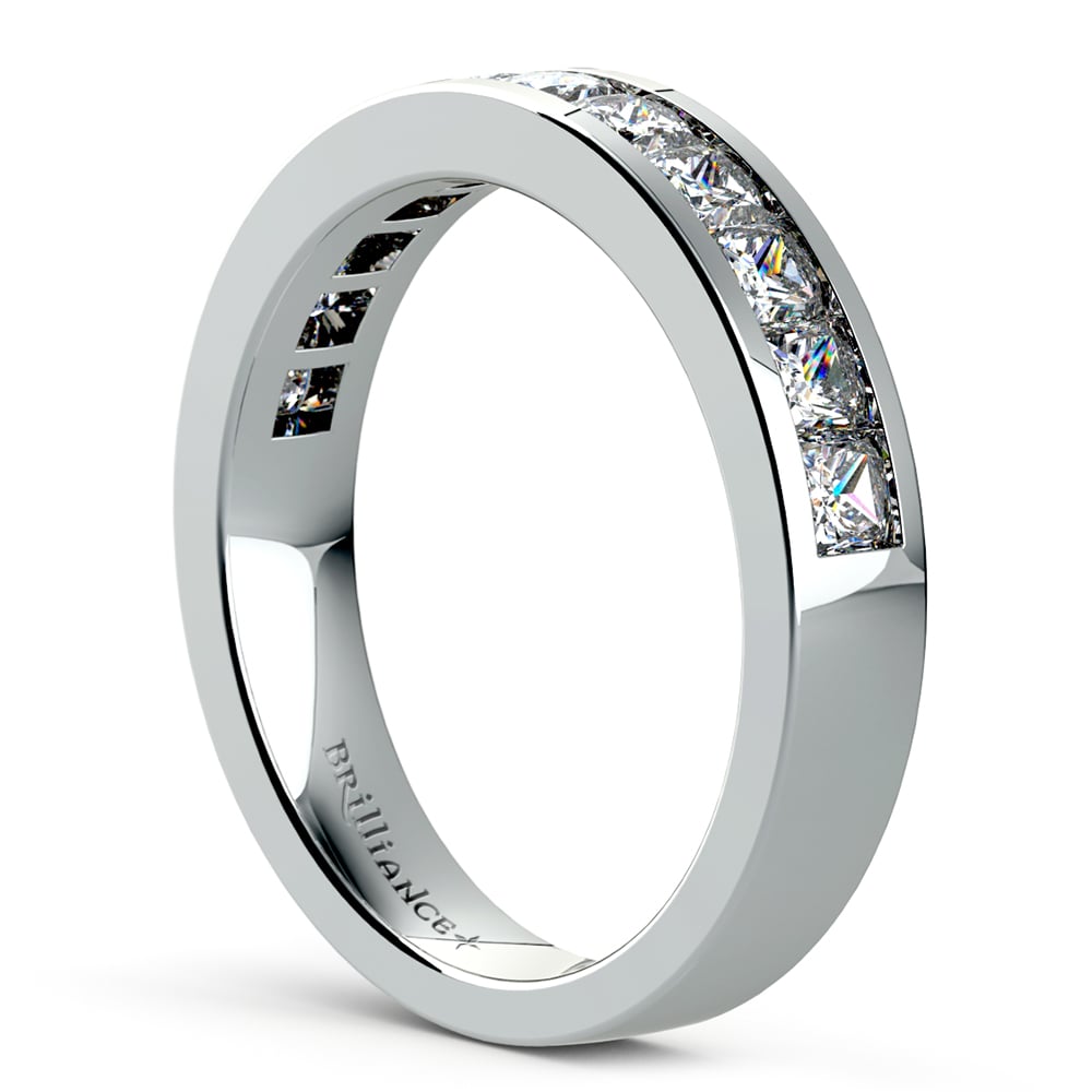 1 Ctw Princess Cut Channel Set Diamond Wedding Ring In Platinum | Thumbnail 04