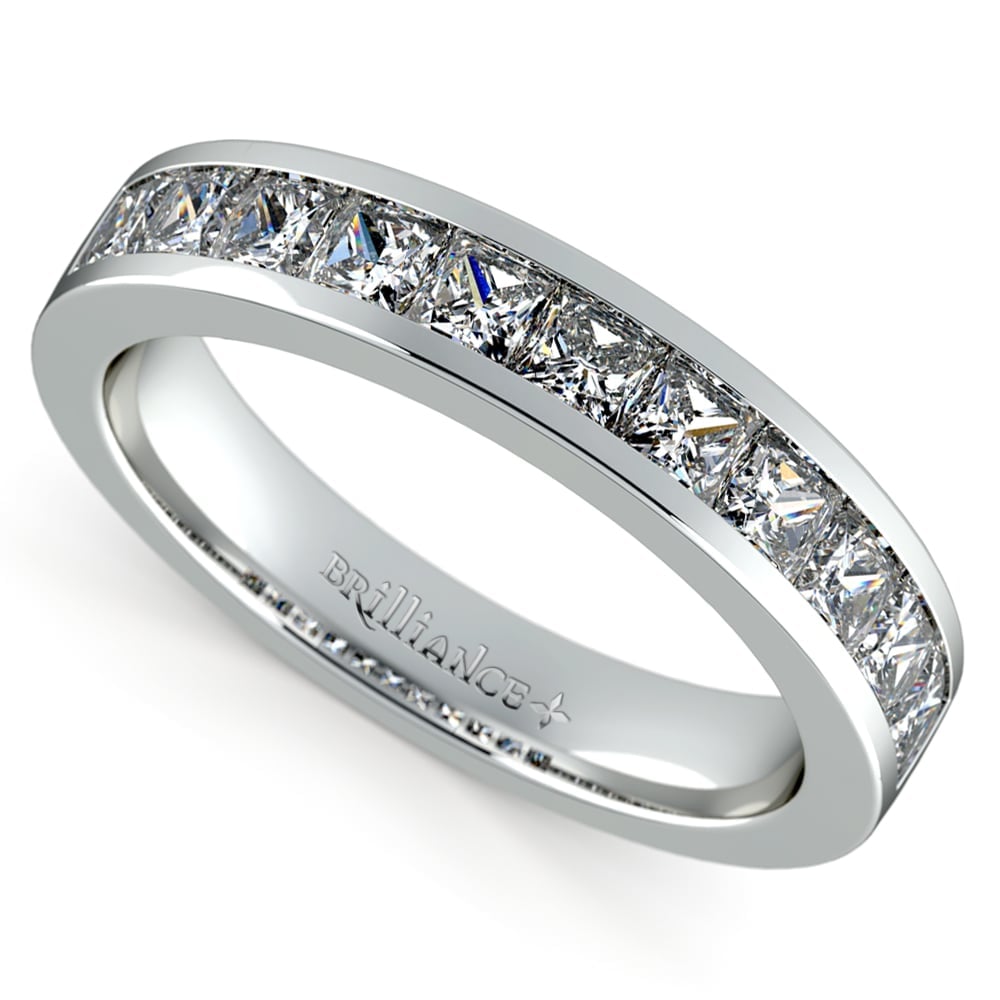 1 Ctw Princess Cut Channel Set Diamond Wedding Ring In White Gold | 01