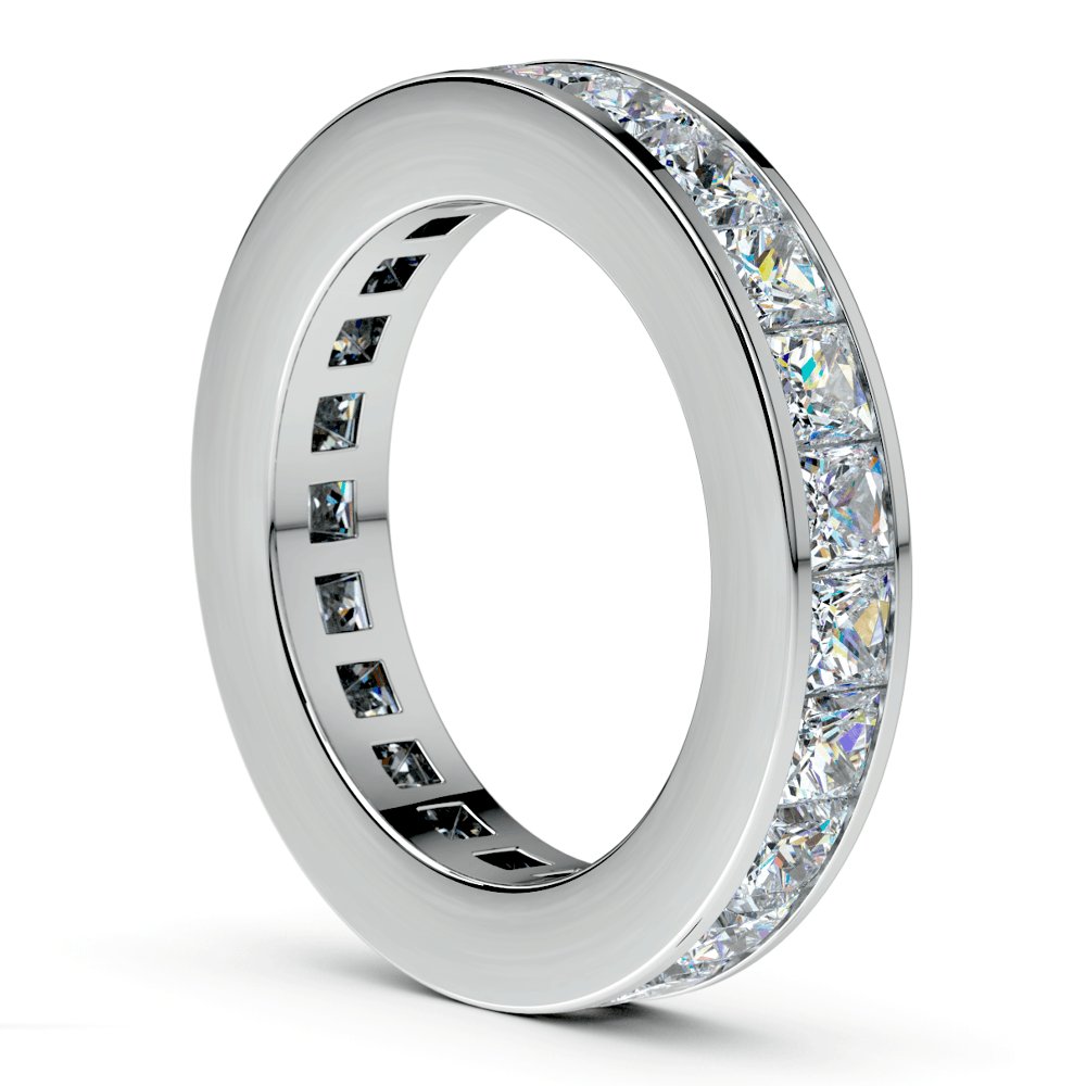 White Gold Channel Set Eternity Band With Princess Diamonds  | 04