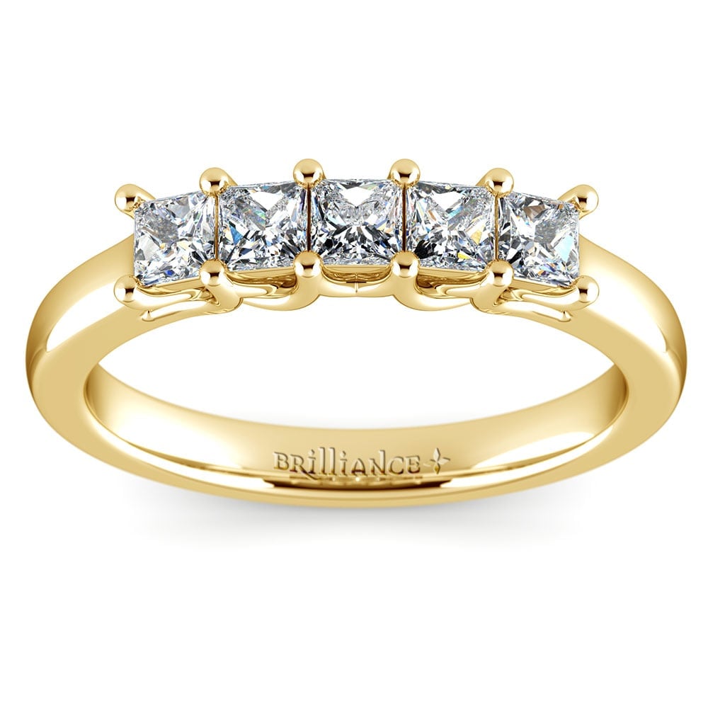 Princess Trellis Diamond Wedding Ring in Yellow Gold (3/4 ctw) | 02