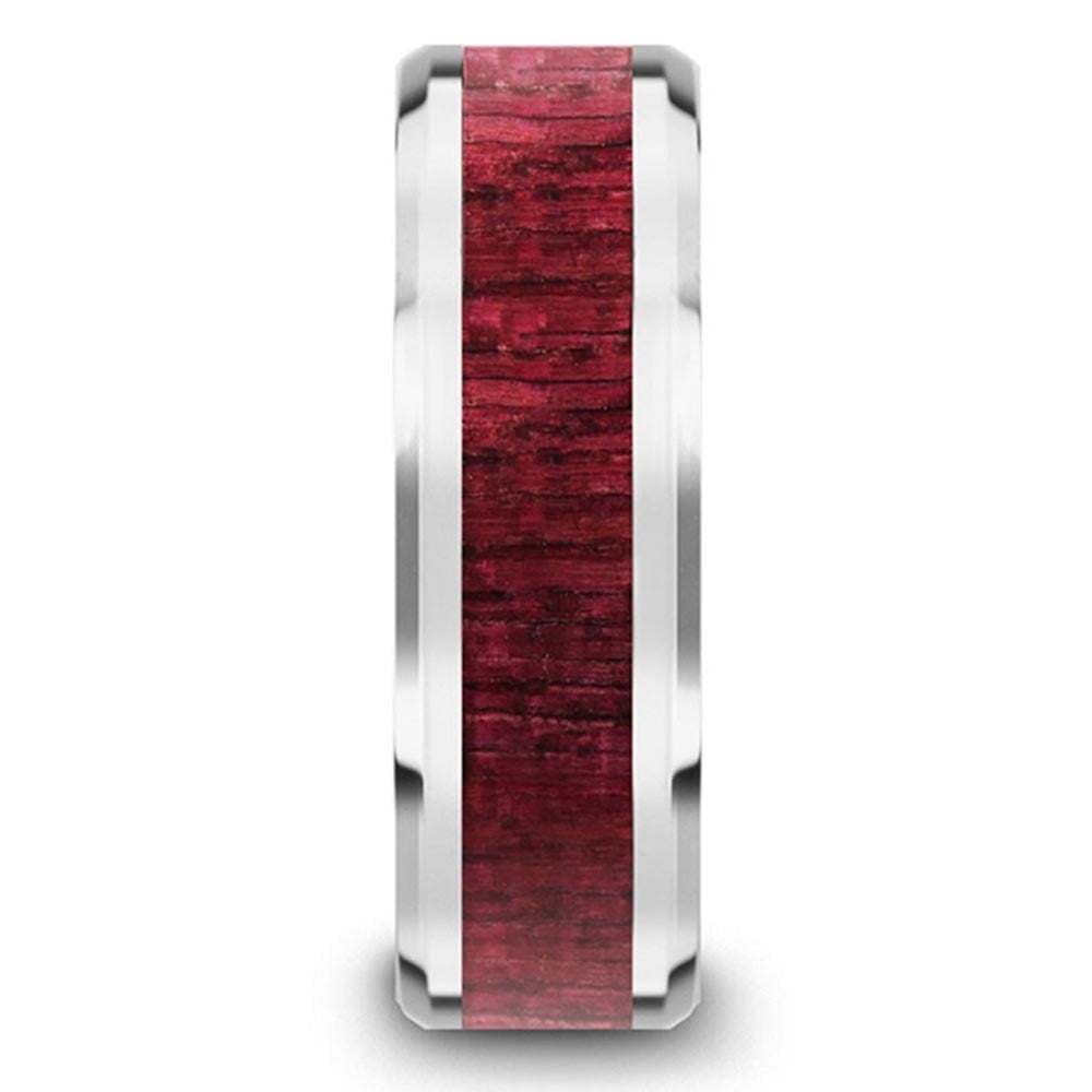 Deep Rooted - Tungsten Mens Band with Purpleheart Wood Inlay (8mm) | 03