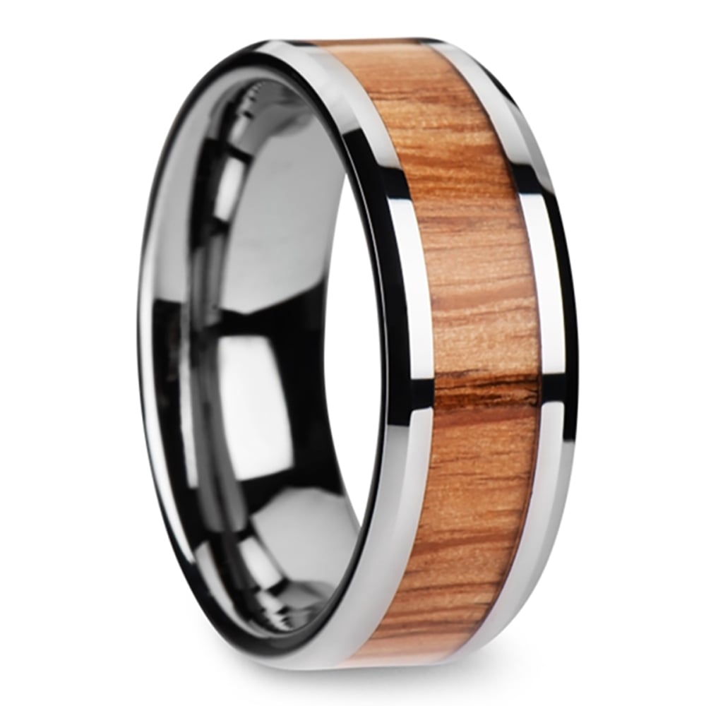 Mens Oak Wood Inlay Wedding Ring In Tungsten - The Timber (8mm) | 02