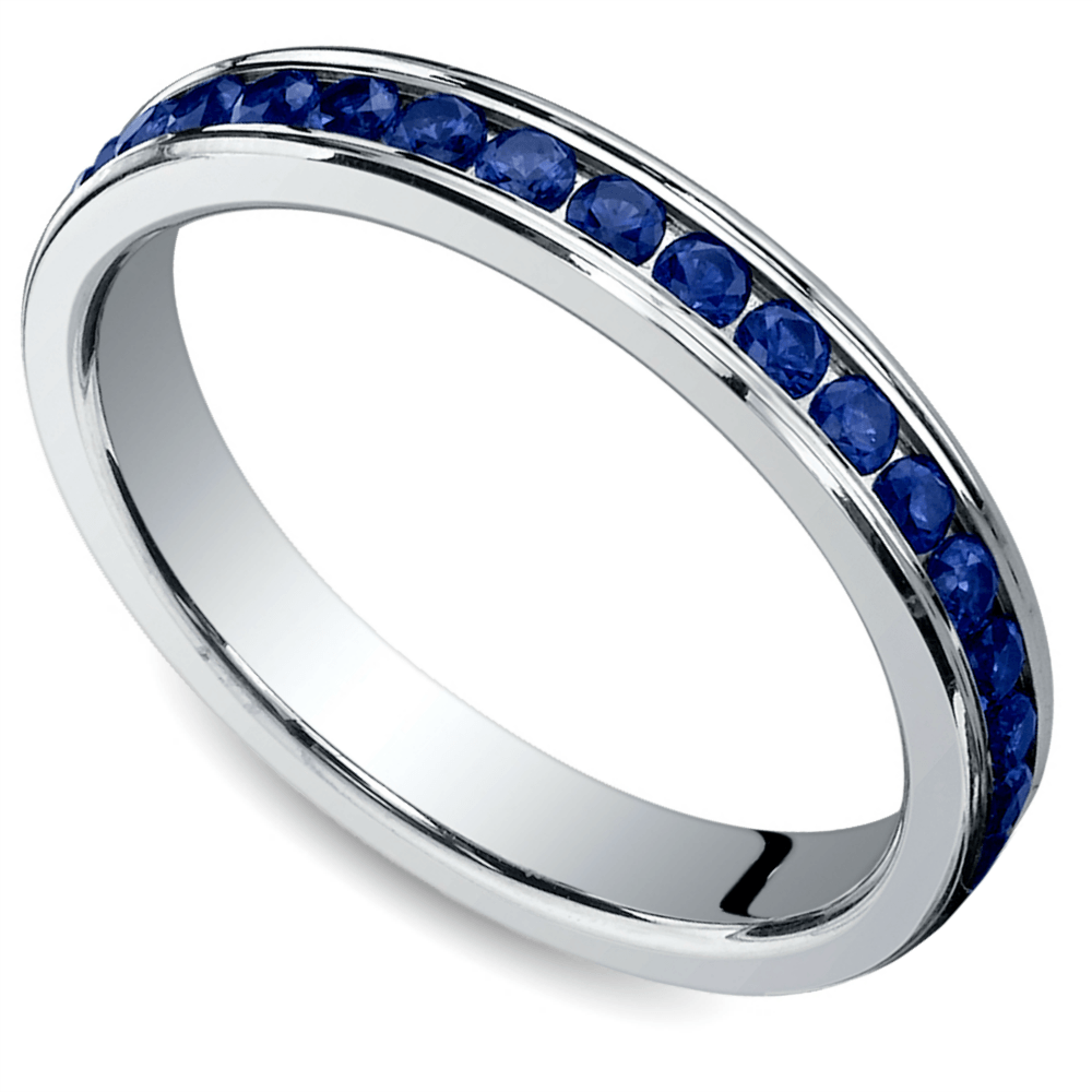 Channel Sapphire Eternity Ring in White Gold | 01