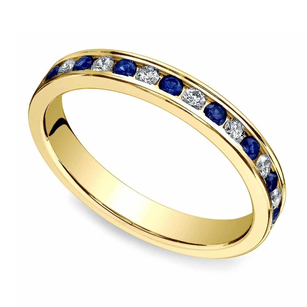 Diamond & Sapphire Eternity Ring in Yellow Gold | 01