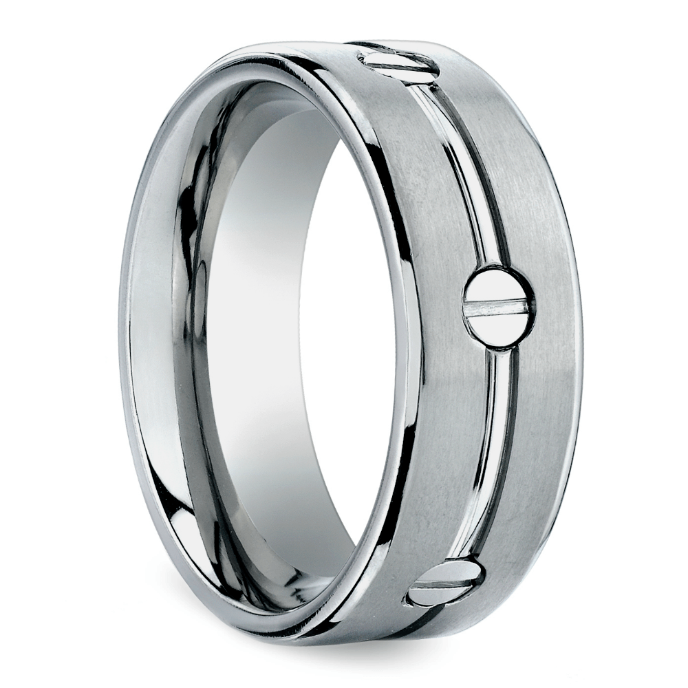 Screw Design Men's Wedding Ring in Titanium (8mm) | 02