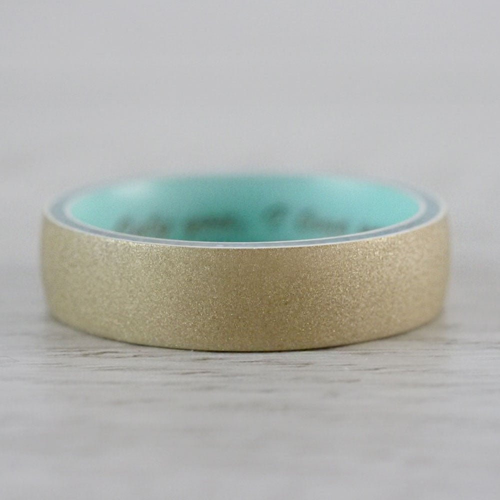 Mens Gold And Turquoise Wedding Band - Sea Foam | 04