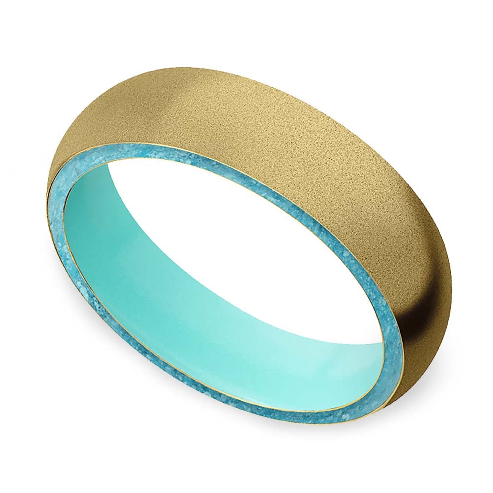 Mens Gold And Turquoise Wedding Band - Sea Foam | 01