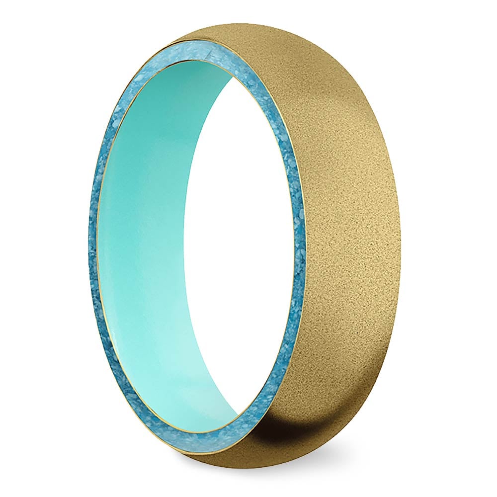 Mens Gold And Turquoise Wedding Band - Sea Foam | 02