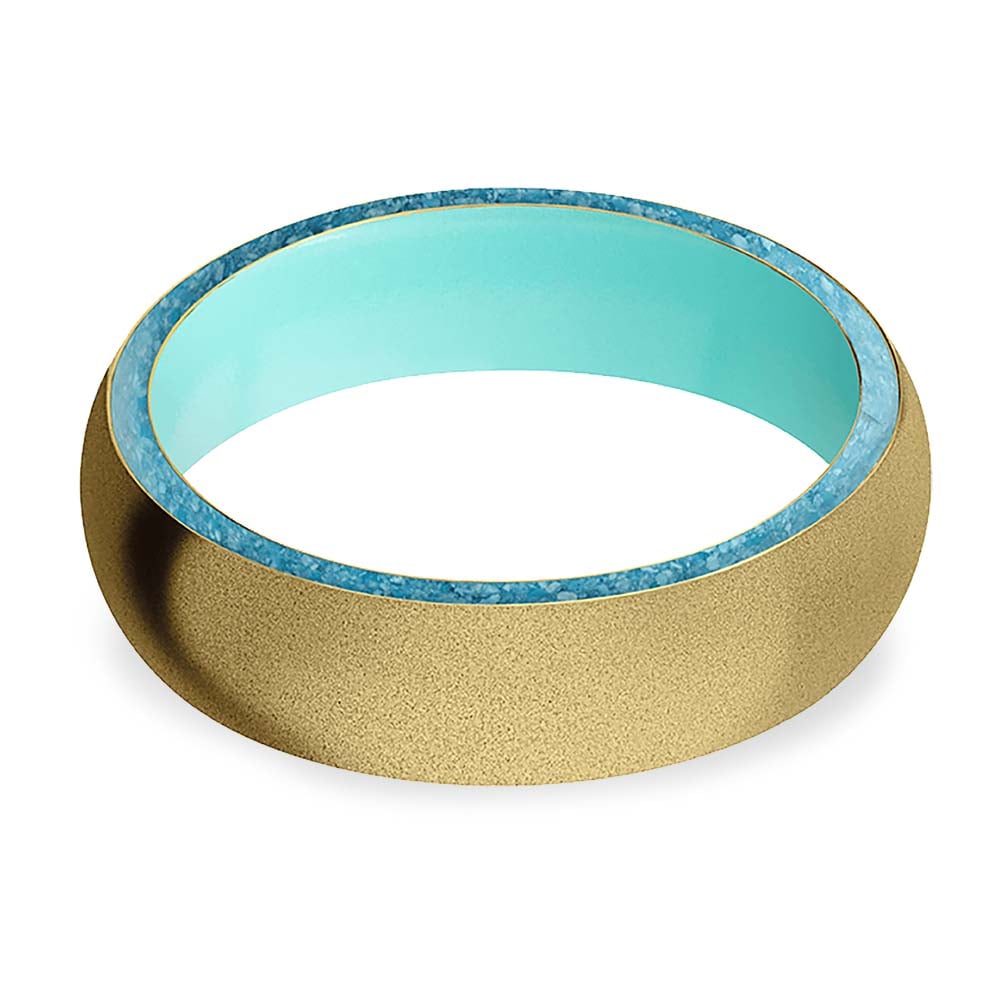 Mens Gold And Turquoise Wedding Band - Sea Foam | 03