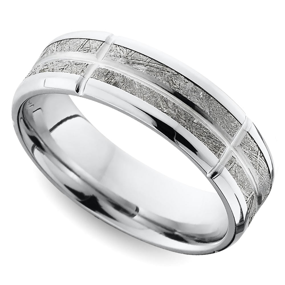 Constellation - Mens Cobalt Chrome And Gibeon Meteorite Wedding Ring (7mm) | 01