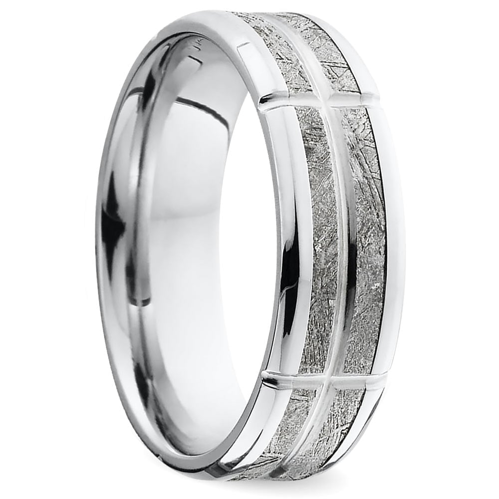 Constellation - Mens Cobalt Chrome And Gibeon Meteorite Wedding Ring (7mm) | Thumbnail 02