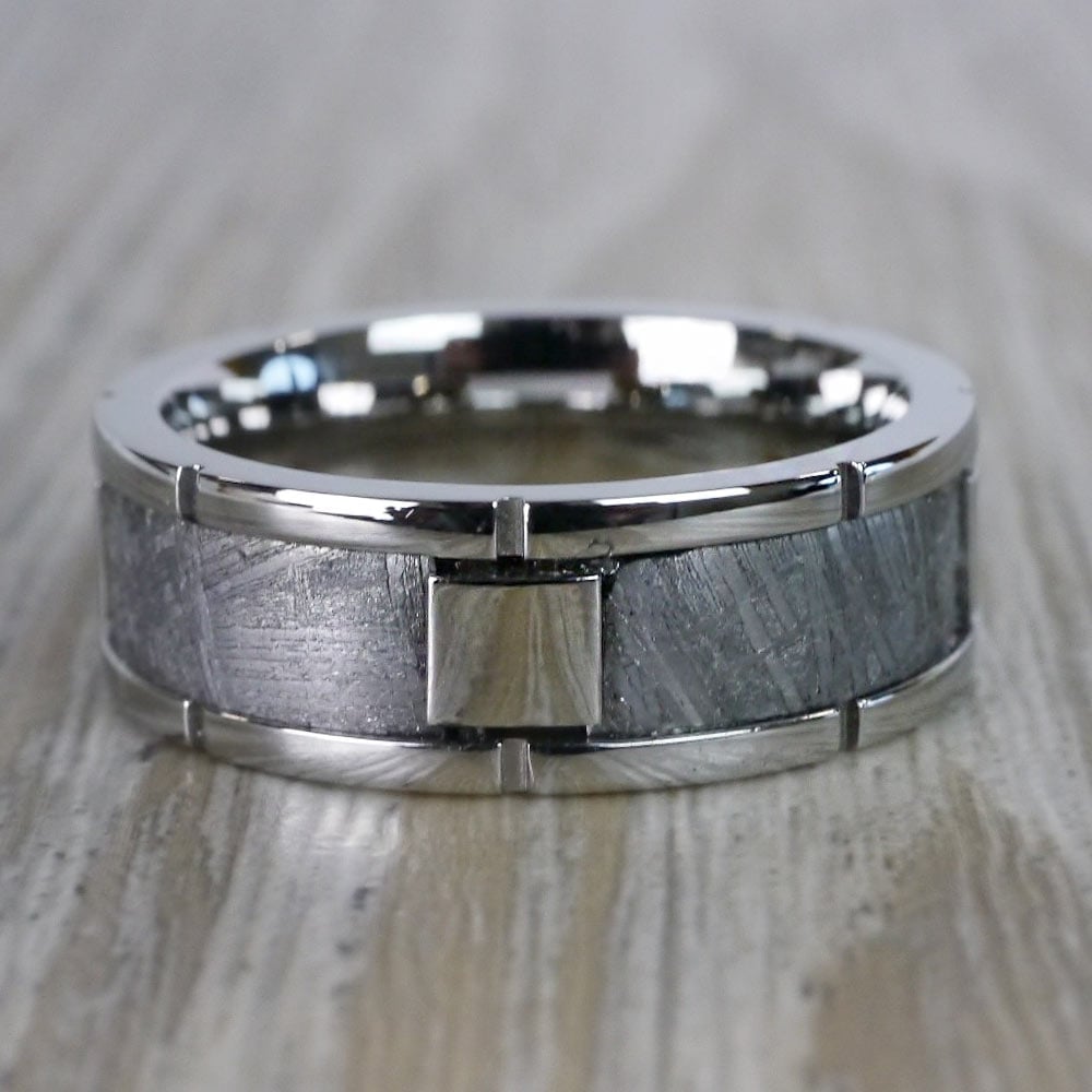 Cobalt Chrome Mens Ring With Meteorite Inlay - Space Walk | 03