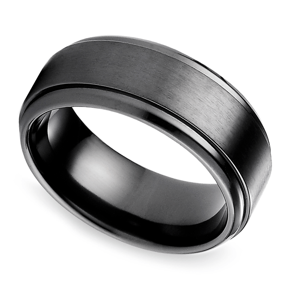 Step Edge Men's Wedding Ring in Black Titanium (9mm) | Zoom