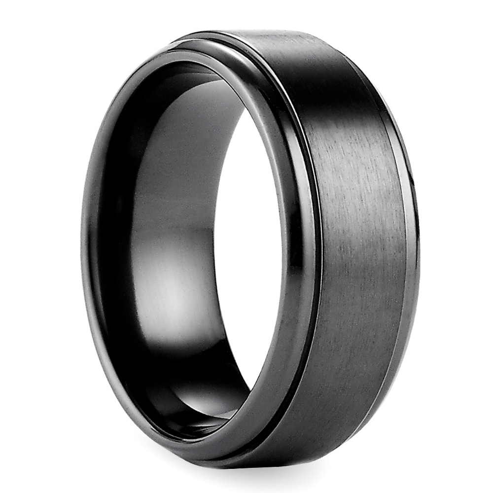 Step Edge Men's Wedding Ring in Black Titanium (9mm) | Thumbnail 02