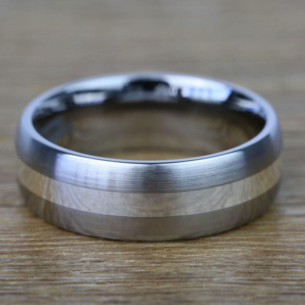 Sterling Silver Inlay Men's Wedding Ring in Titanium (7mm) | 03