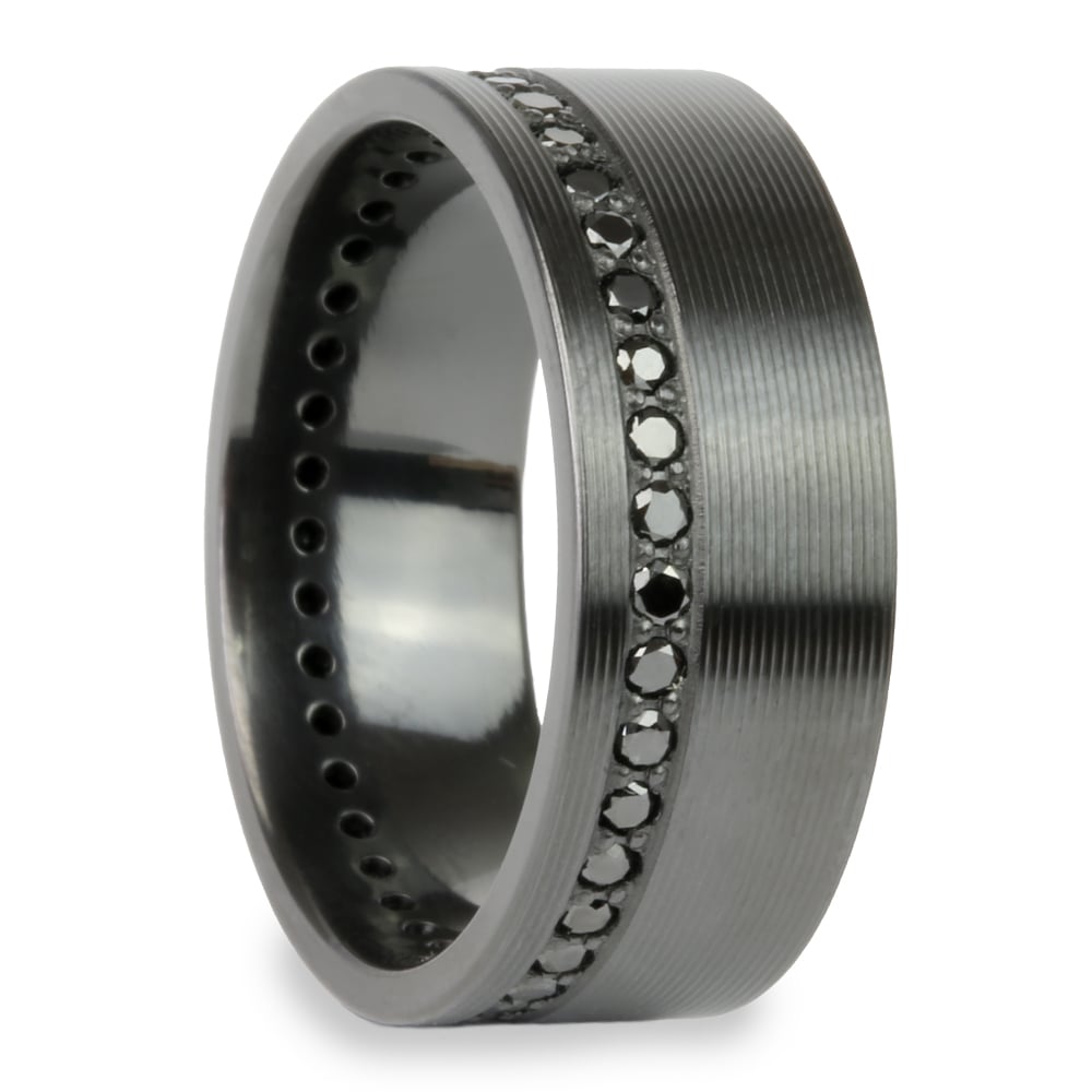 Black Zirconium Mens Wedding Ring - Swags to Ridges (9mm) | 02
