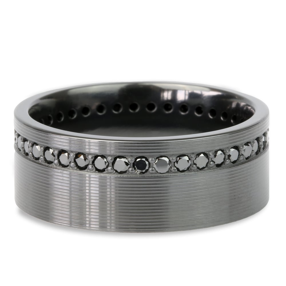 Black Zirconium Mens Wedding Ring - Swags to Ridges (9mm) | 03