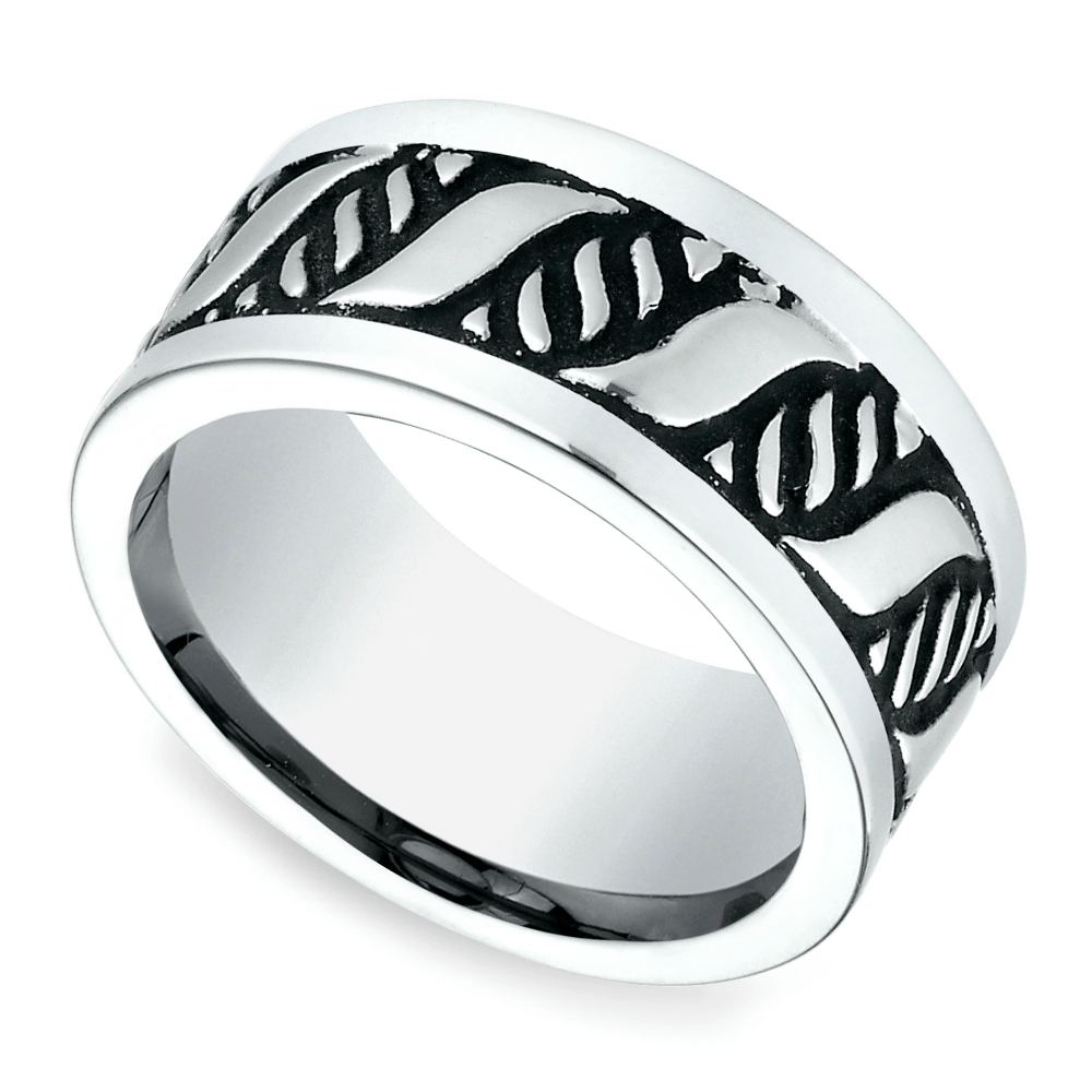 Double Helix Swirl Men's Wedding Ring in Blackened Cobalt (10mm) | 01