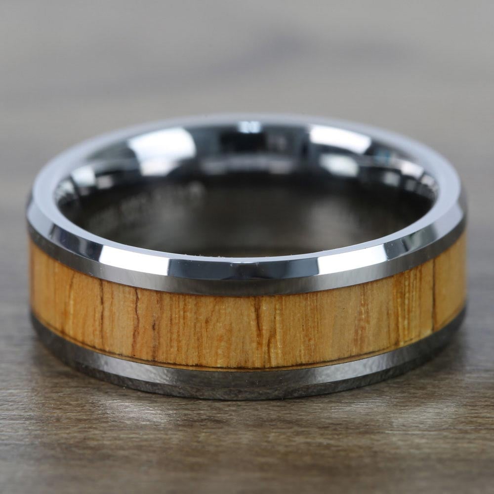 Mens Oak Wood Inlay Wedding Ring In Tungsten - The Timber (8mm) | 04