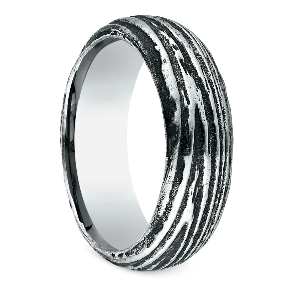 Tree Bark Patterned Men's Wedding Ring in Cobalt (7.5mm) | 02