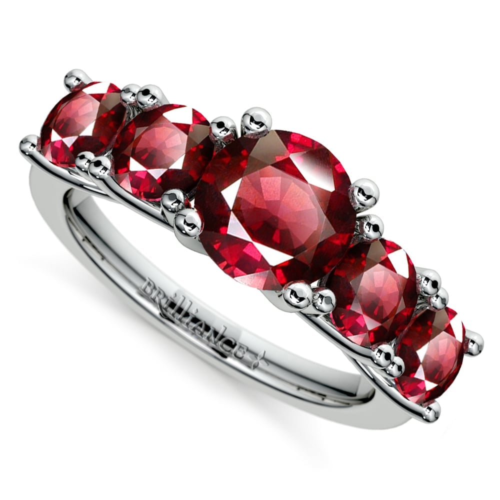 Round Ruby Ring In White Gold With Trellis Design | Thumbnail 01