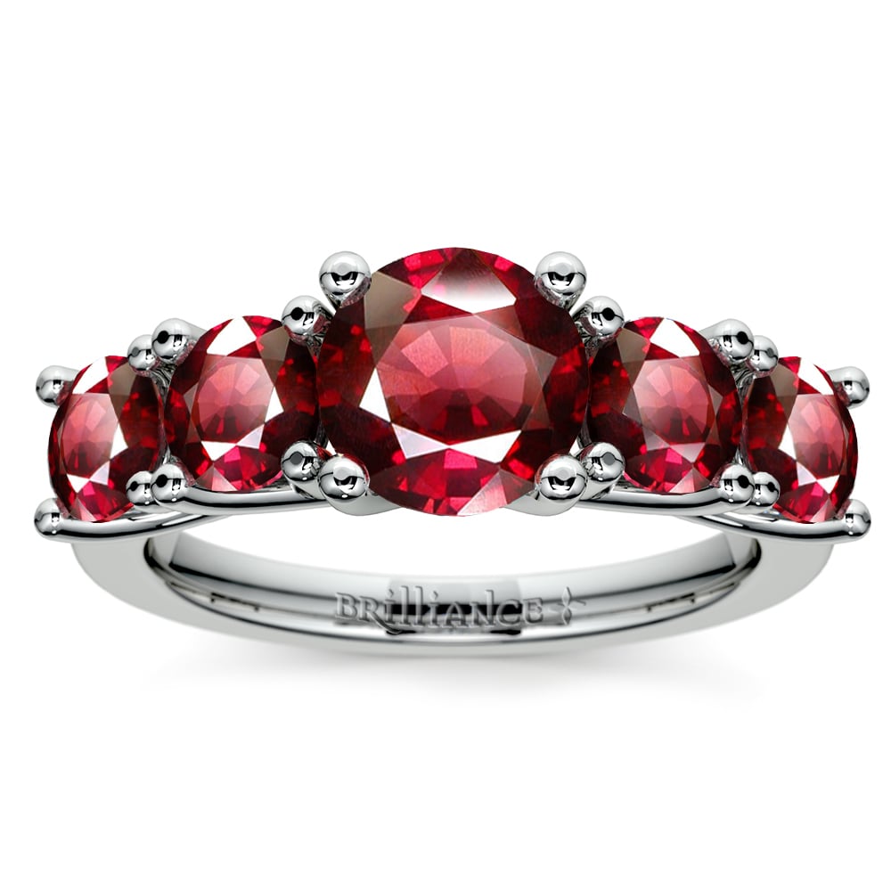 Round Ruby Ring In White Gold With Trellis Design | Thumbnail 02