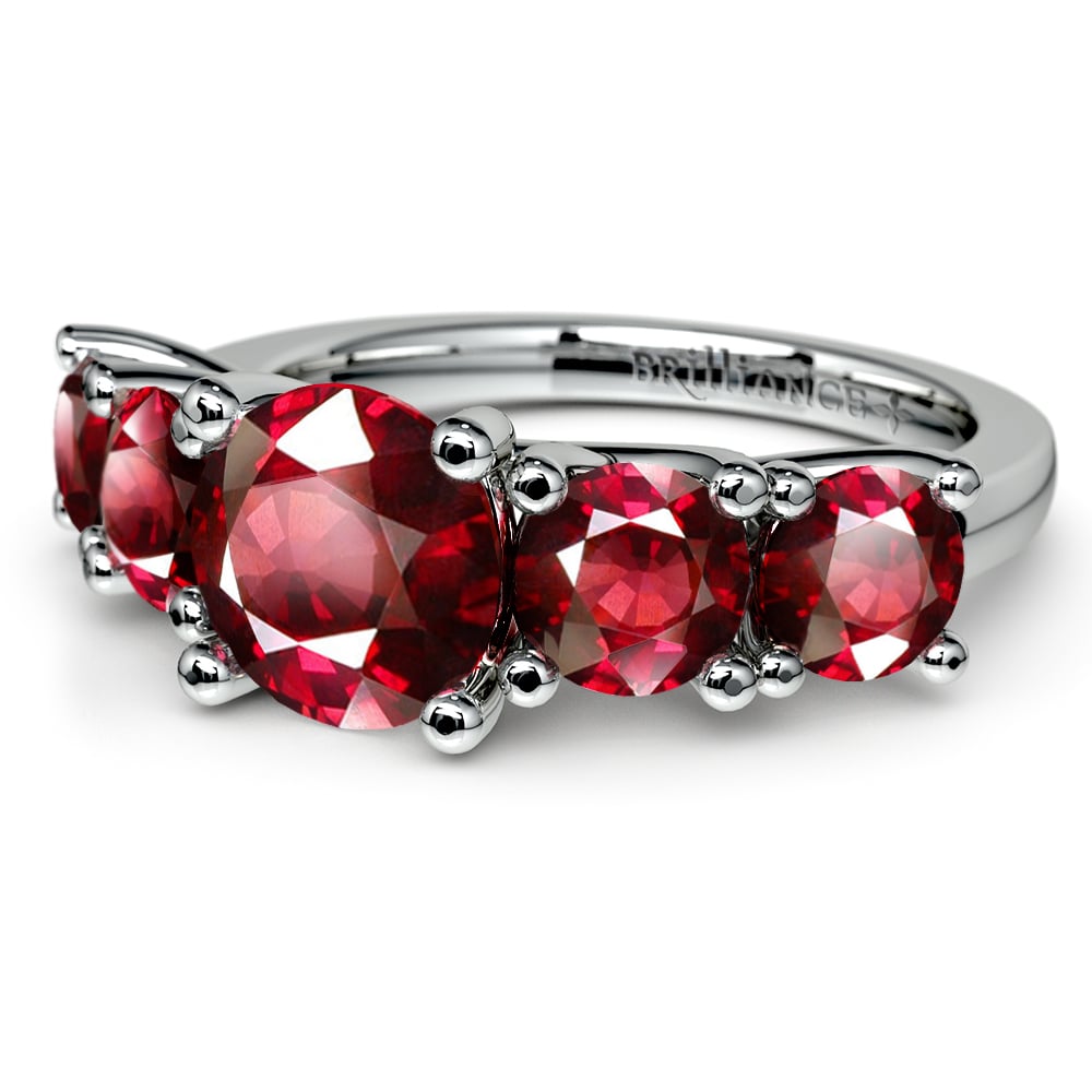 Round Ruby Ring In White Gold With Trellis Design | Thumbnail 05