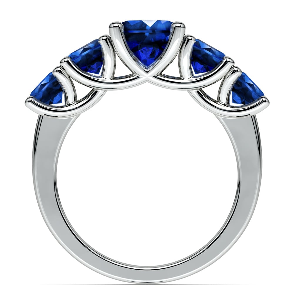 Round Sapphire Ring In White Gold With Trellis Design | Thumbnail 03