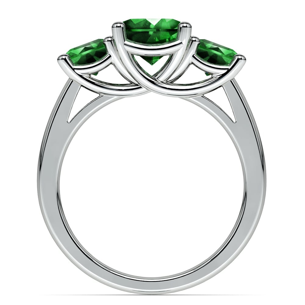 Three Stone Emerald Ring In White Gold | 03