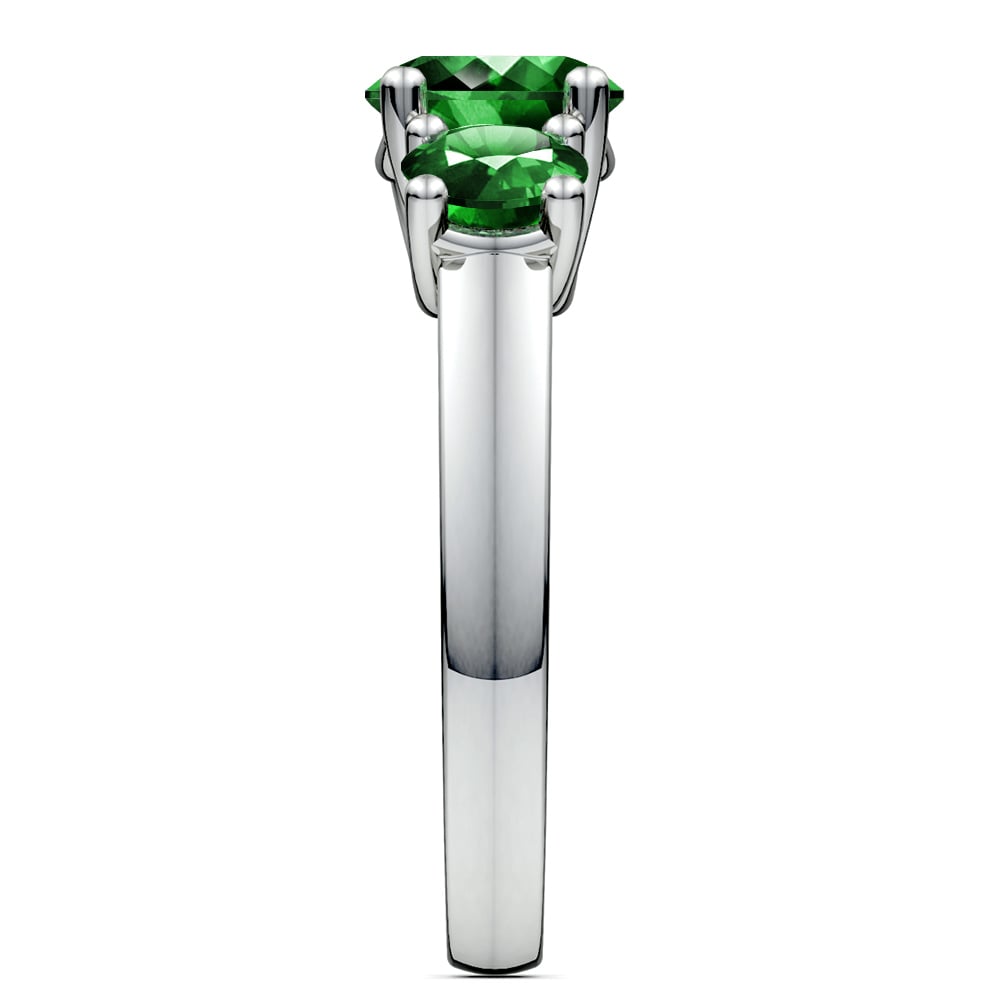 Three Stone Emerald Ring In White Gold | 04