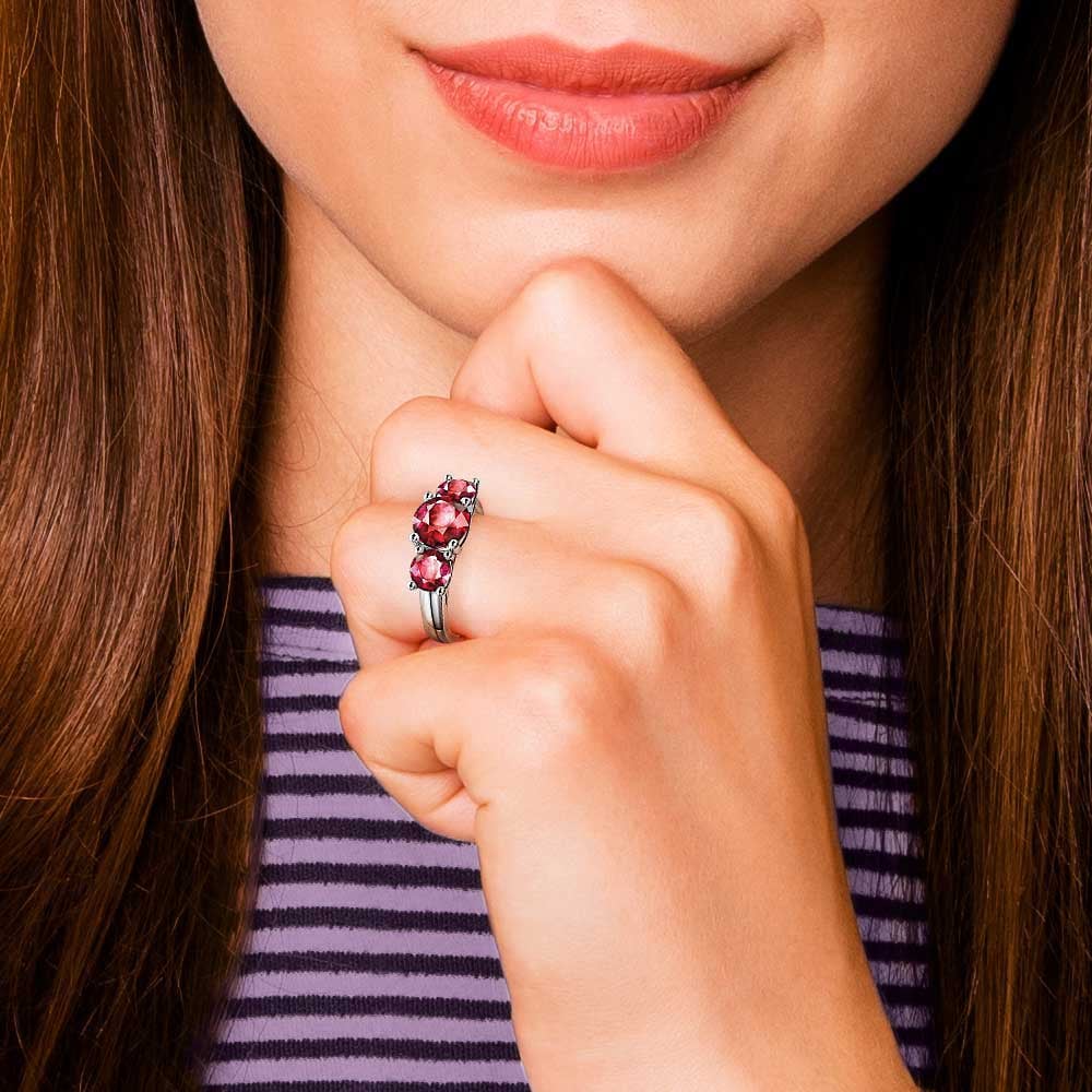 Trellis Three Ruby Gemstone Ring in Platinum | Thumbnail 07