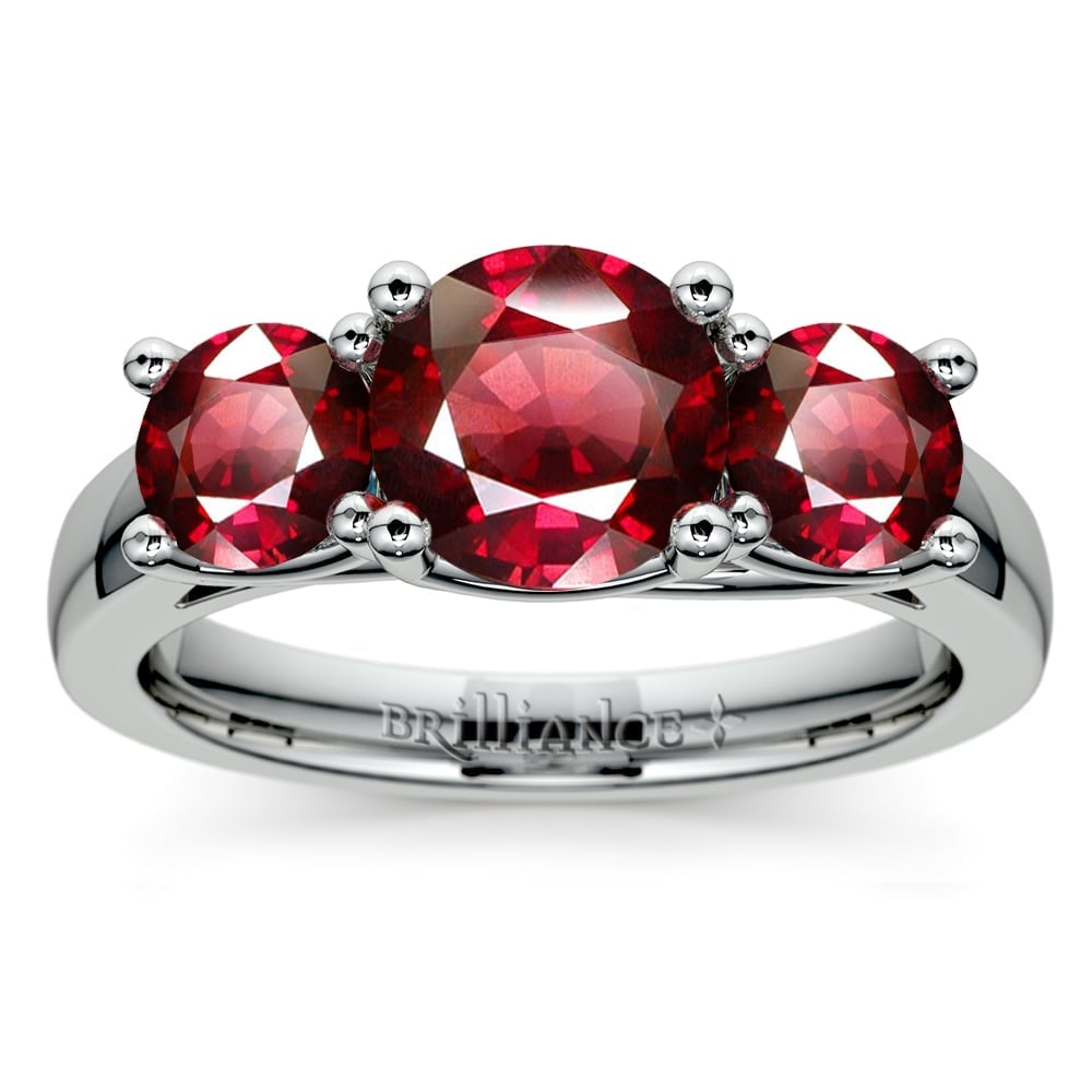 White Gold Ring With Gemstone Rubies (1 Ctw) | 02