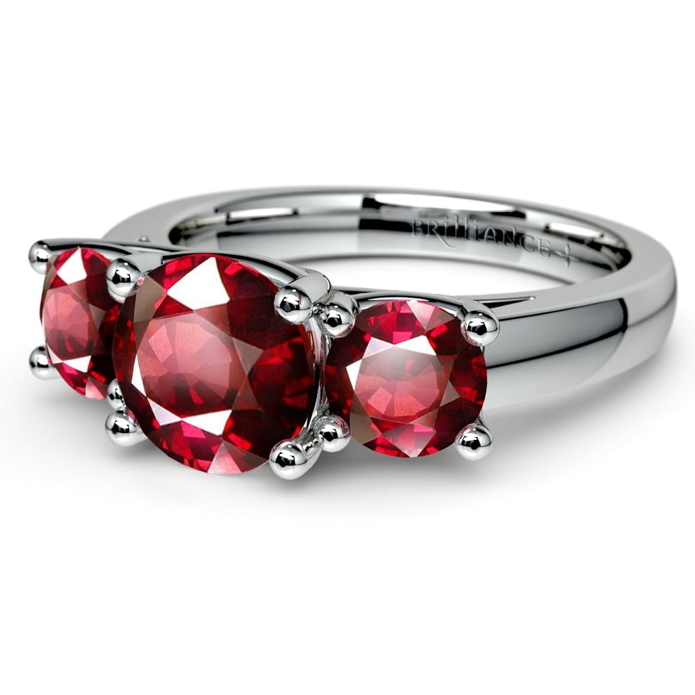 White Gold Ring With Gemstone Rubies (1 Ctw) | 05