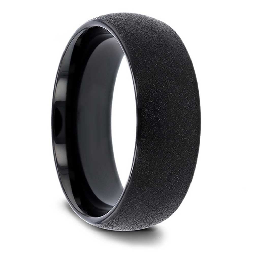 Sandblasted Black Tungsten Mens Ring - True Grit (8mm) | 02